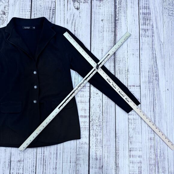 Lauren Ralph Lauren Black Sweater Knit Blazer XL Crest Buttons Preppy - Picture 4 of 7